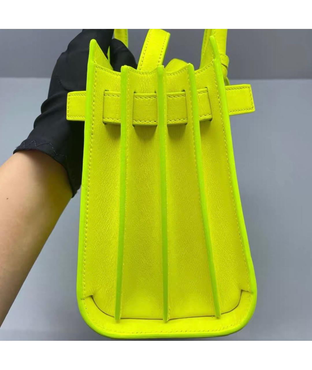 SAINT LAURENT Зеленая кожаная сумка тоут, фото 5