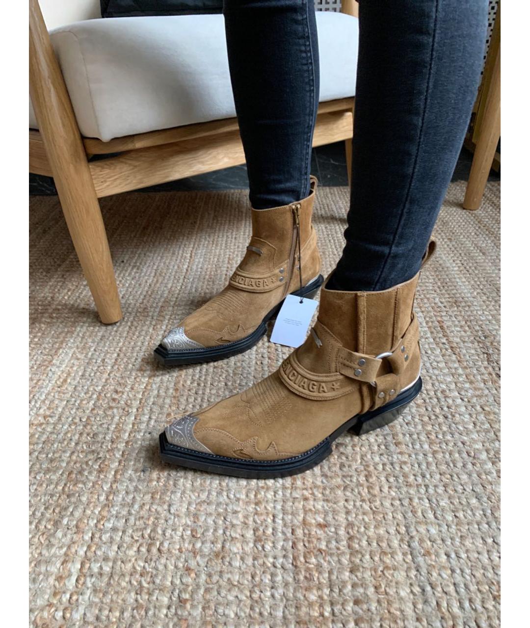 BALENCIAGA Коричневые замшевые полусапоги, фото 7