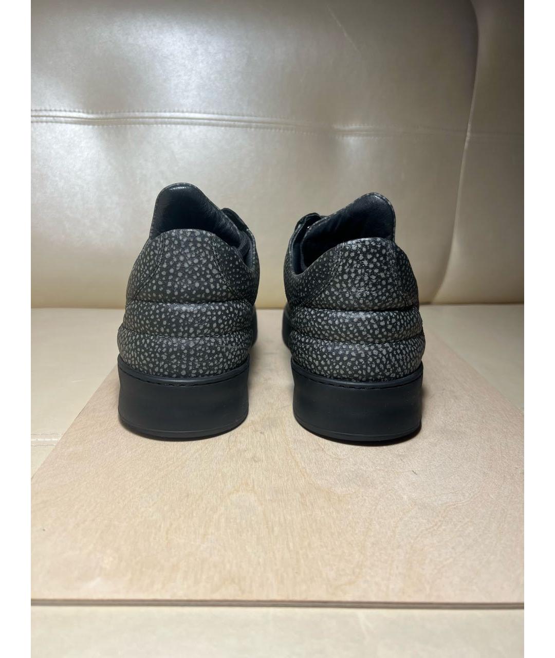 Filling pieces Антрацитовые нубуковые низкие кроссовки / кеды, фото 4