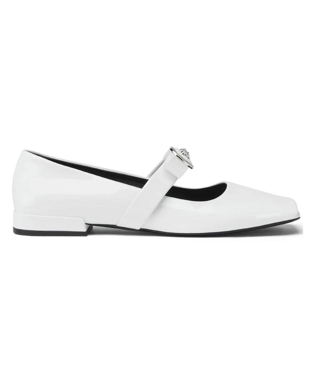VERSACE Белые балетки из лакированной кожи, фото 5