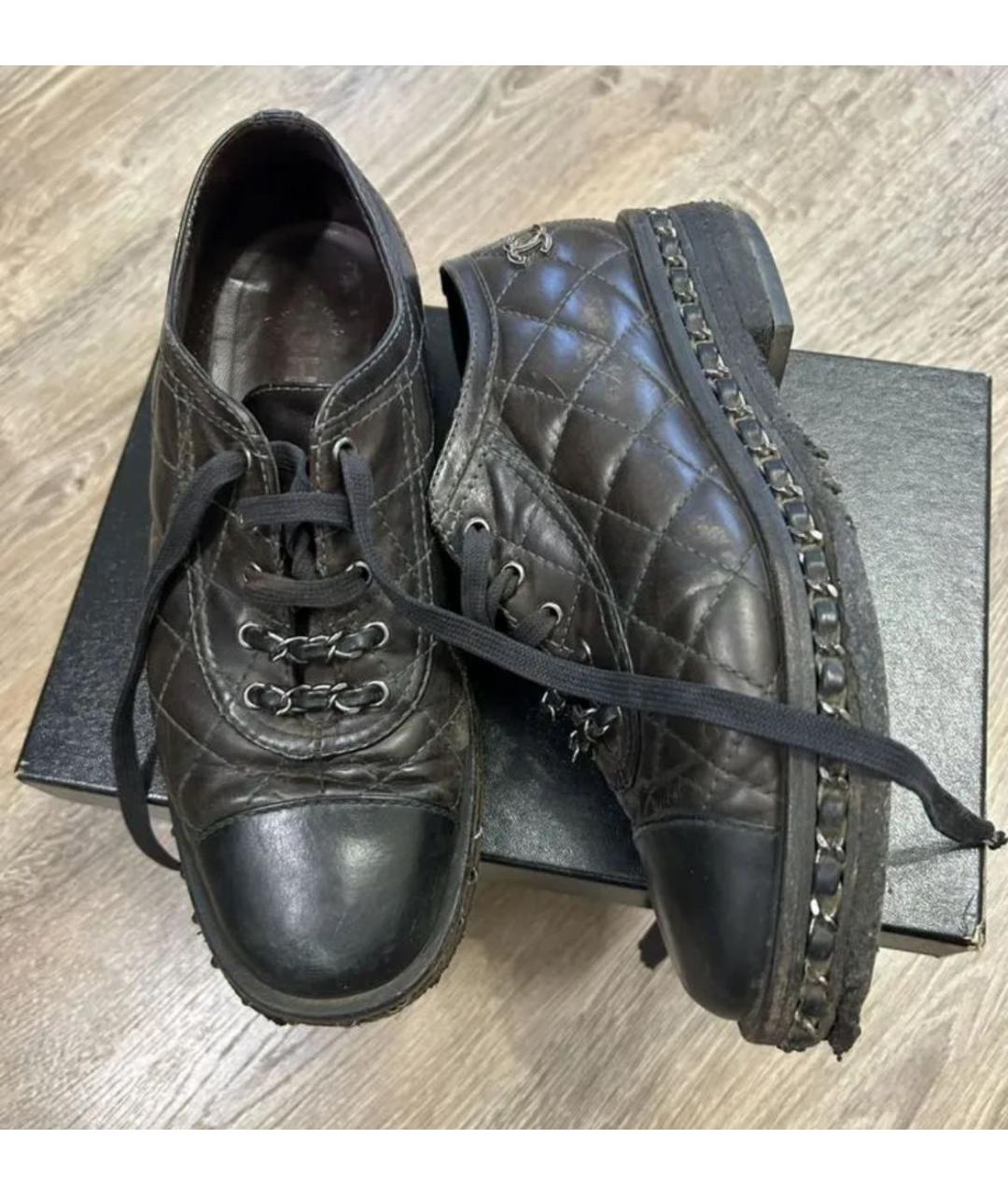 CHANEL Черные кожаные ботинки, фото 5