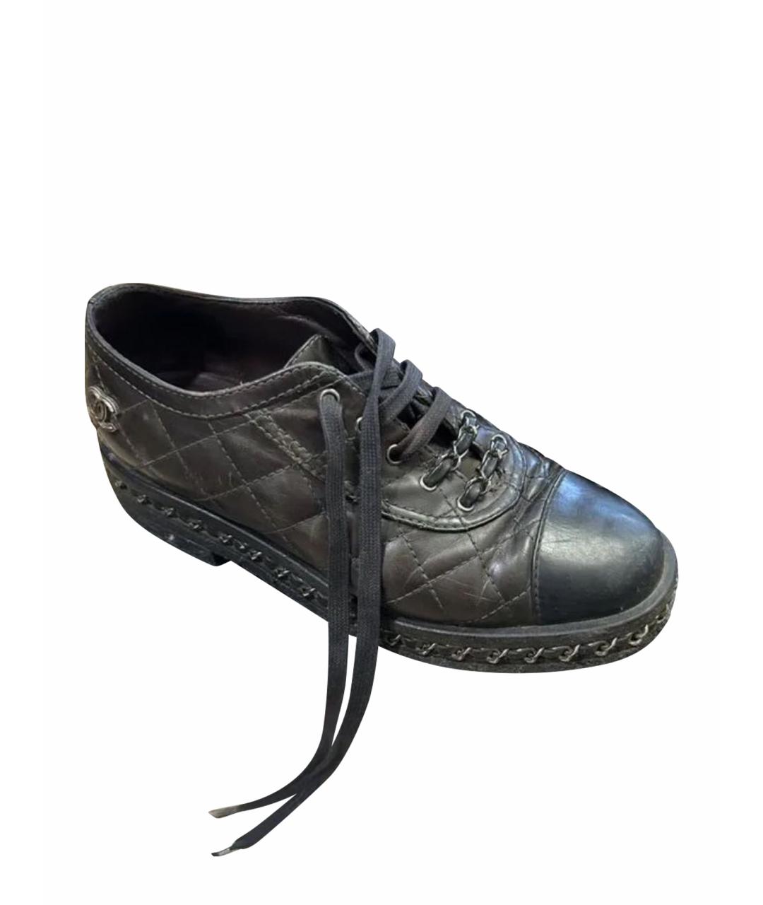 CHANEL Черные кожаные ботинки, фото 1