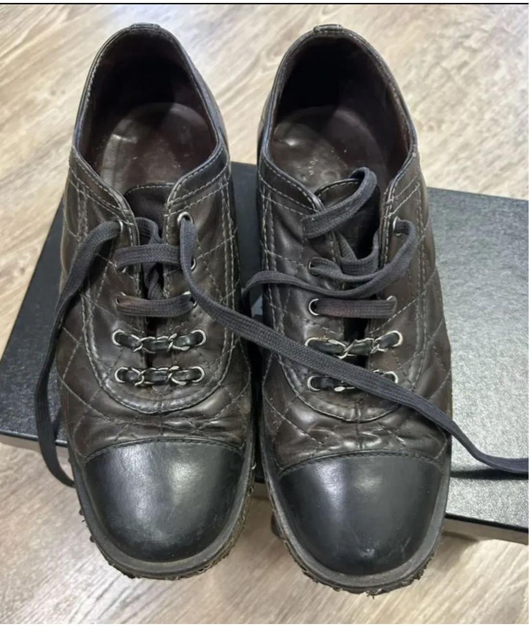 CHANEL Черные кожаные ботинки, фото 3