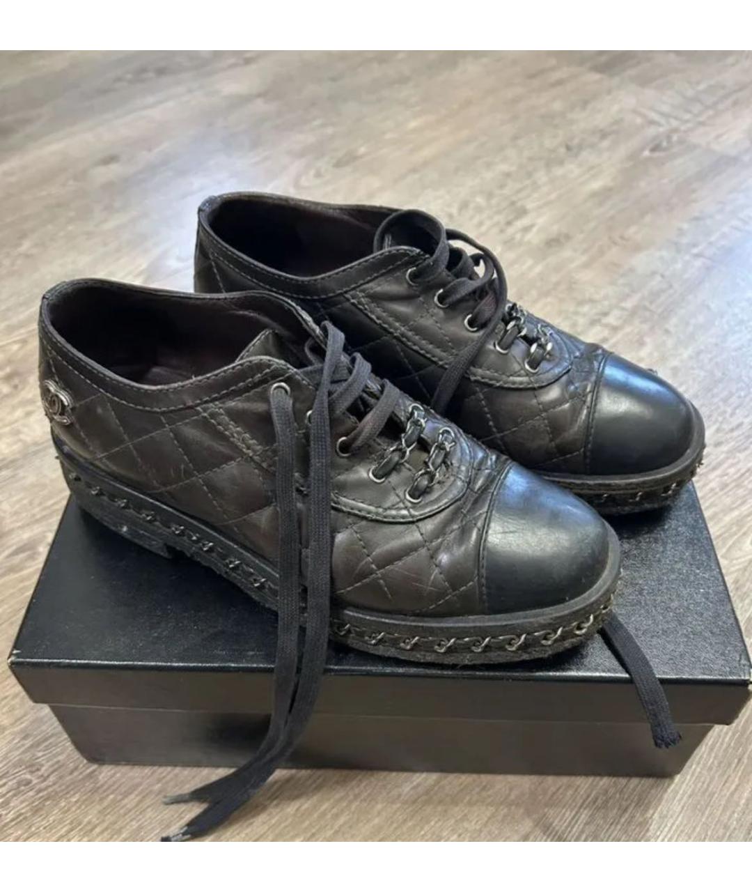 CHANEL Черные кожаные ботинки, фото 2