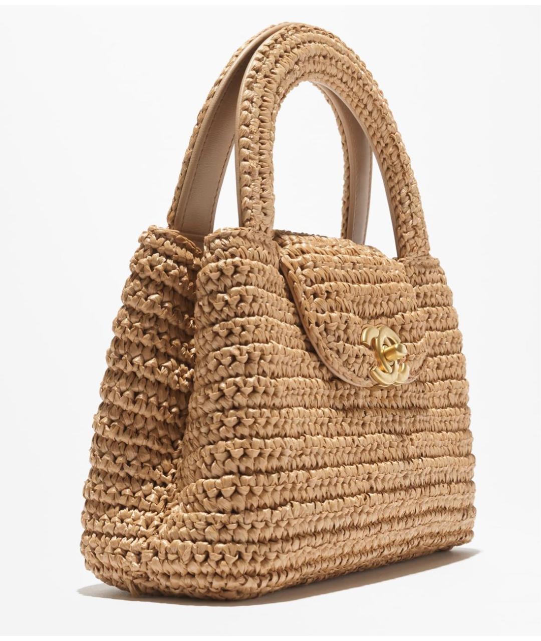 CHANEL Бежевая пелетеная сумка с короткими ручками, фото 3