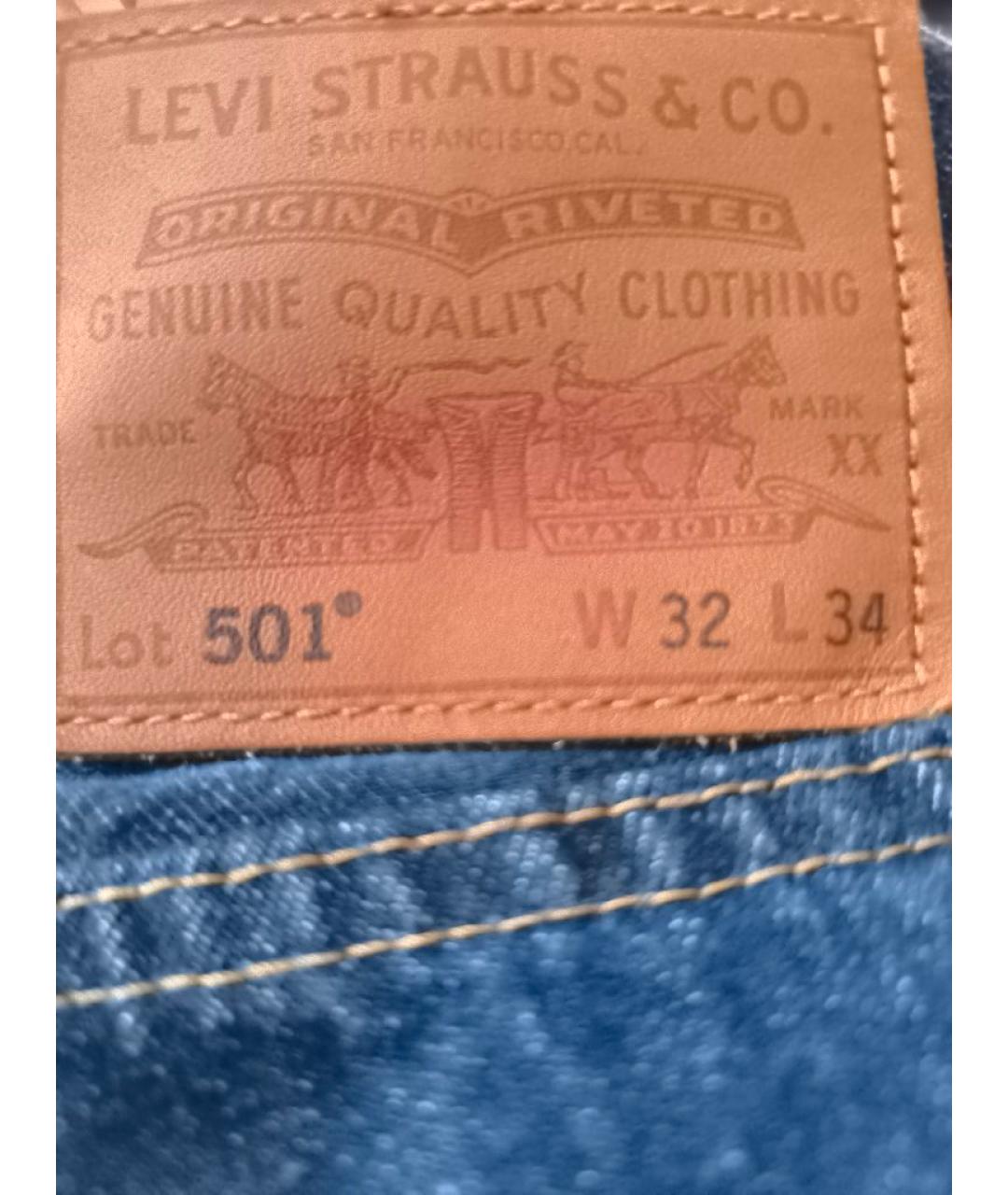 LEVI'S Темно-синие хлопковые прямые джинсы, фото 6