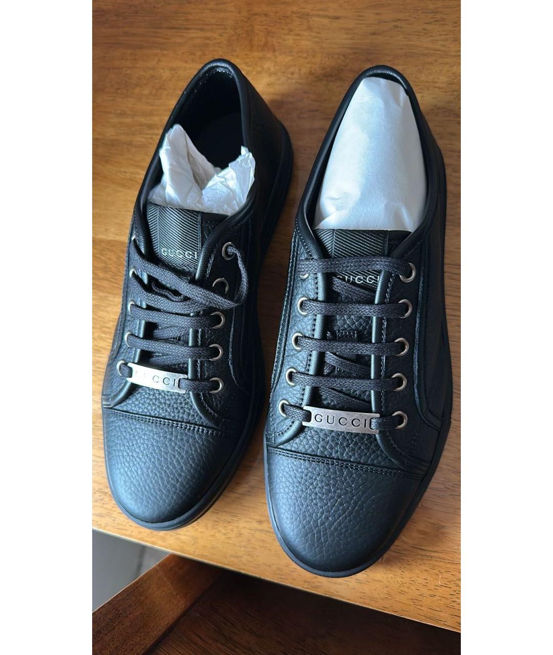 GUCCI Черные кожаные кеды, фото 2