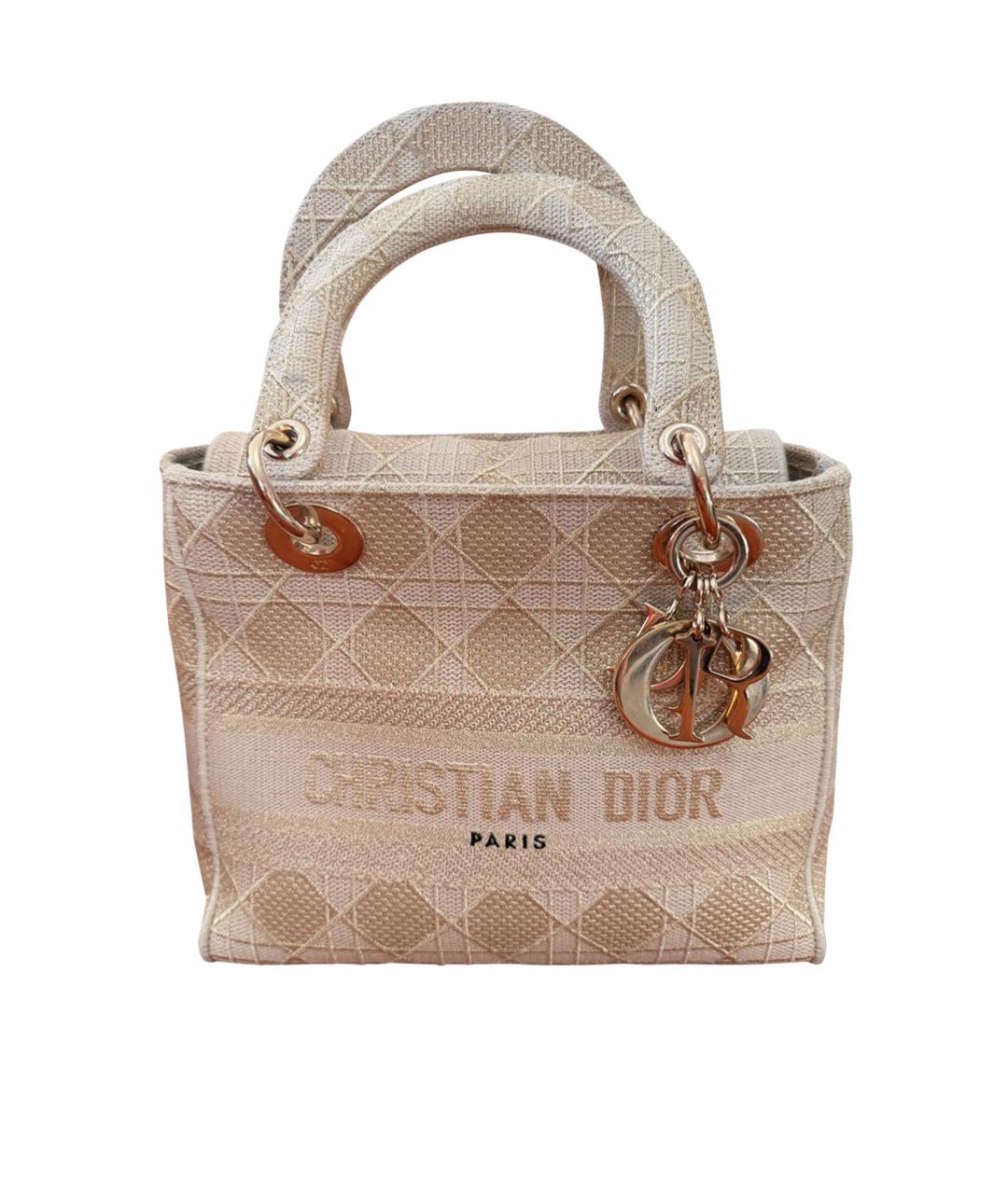 CHRISTIAN DIOR Бежевая тканевая сумка с короткими ручками, фото 1