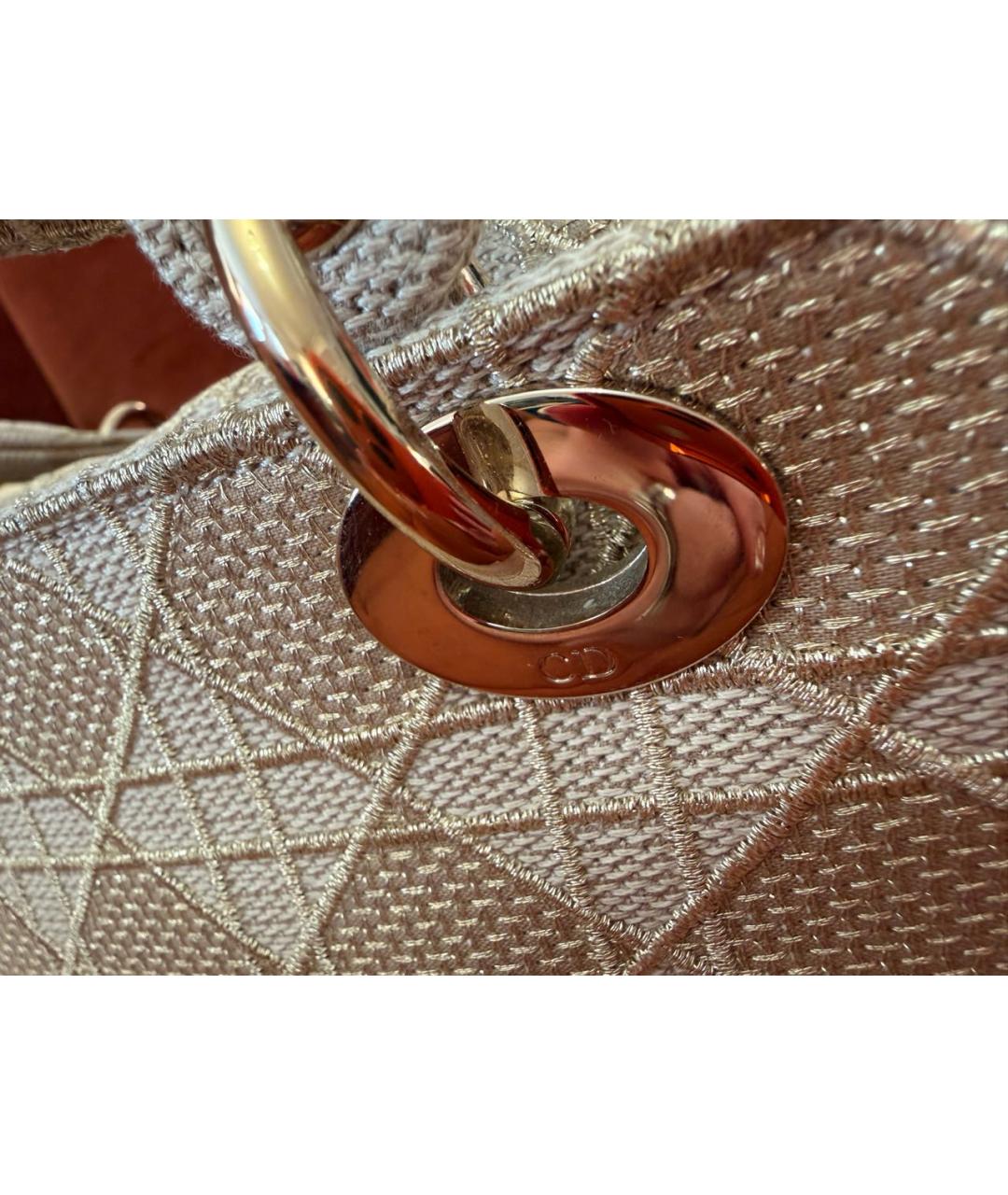 CHRISTIAN DIOR Бежевая тканевая сумка с короткими ручками, фото 7