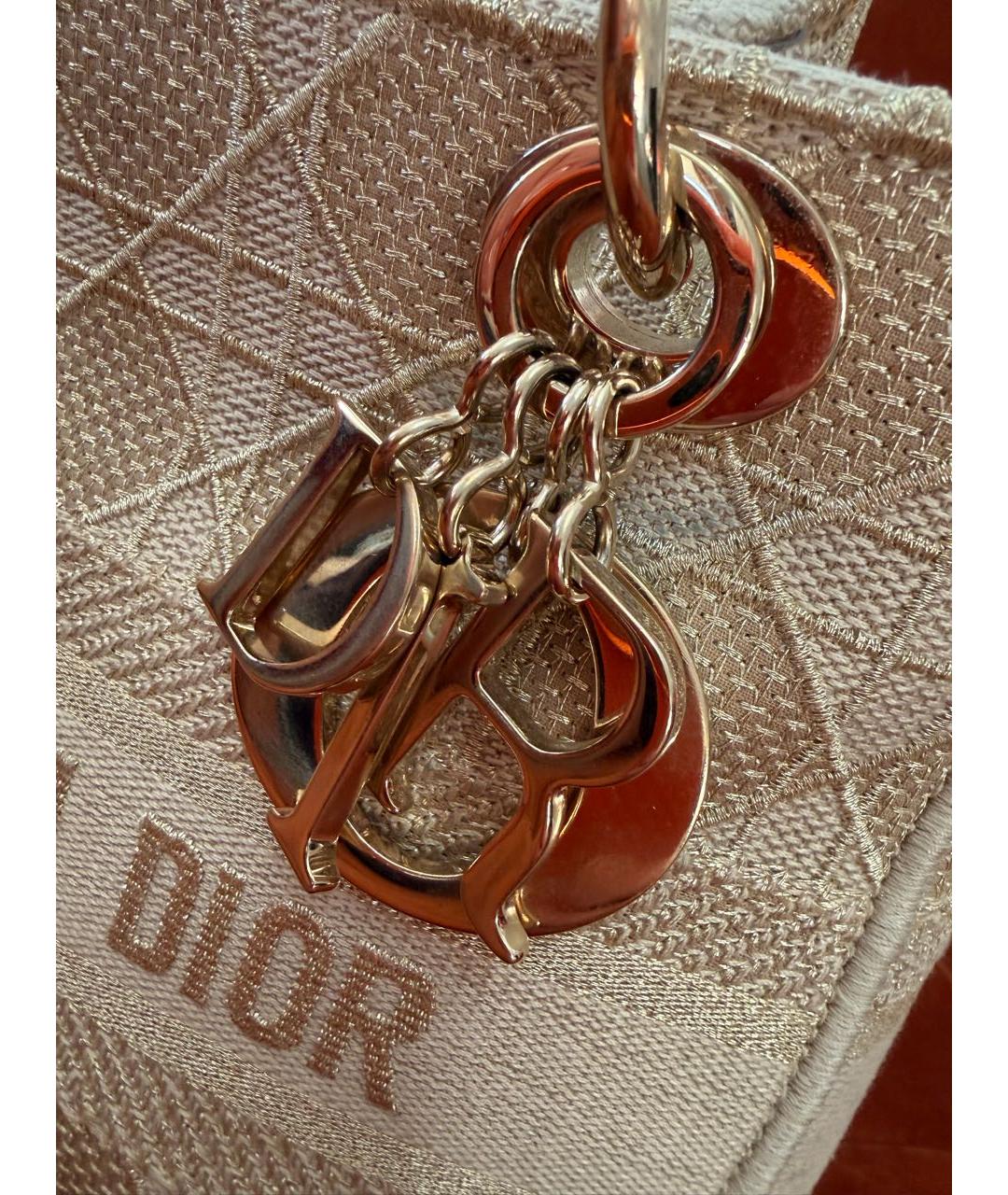 CHRISTIAN DIOR Бежевая тканевая сумка с короткими ручками, фото 3