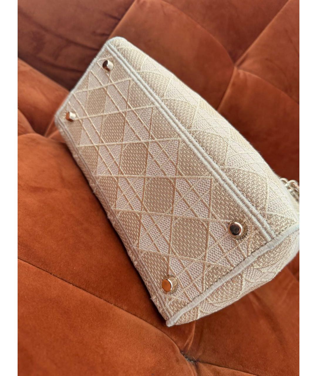 CHRISTIAN DIOR Бежевая тканевая сумка с короткими ручками, фото 5