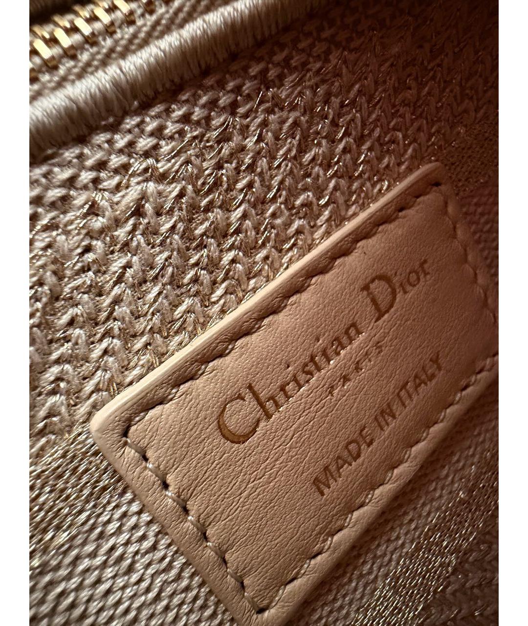 CHRISTIAN DIOR Бежевая тканевая сумка с короткими ручками, фото 8