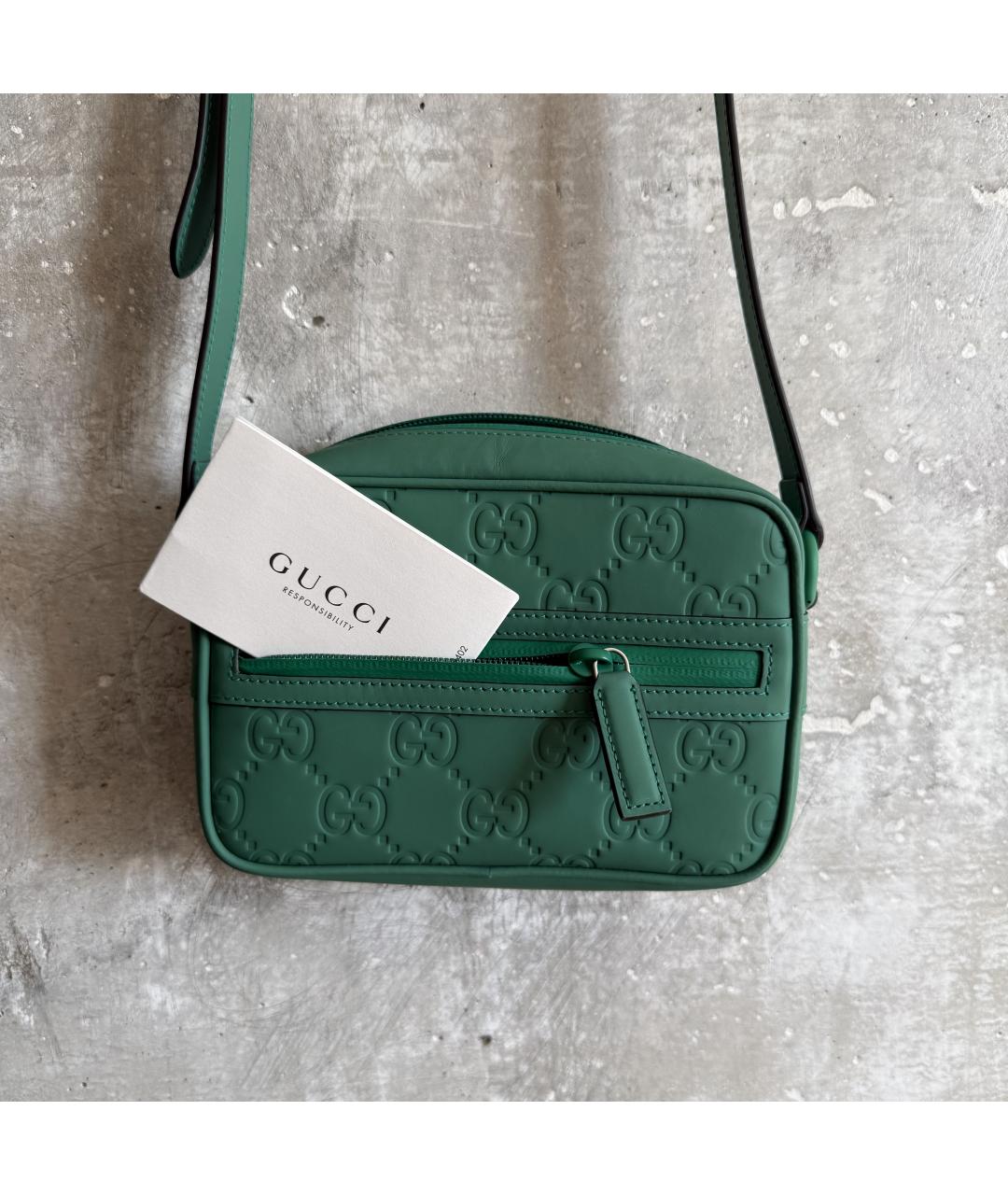 GUCCI Зеленая кожаная сумка через плечо, фото 6