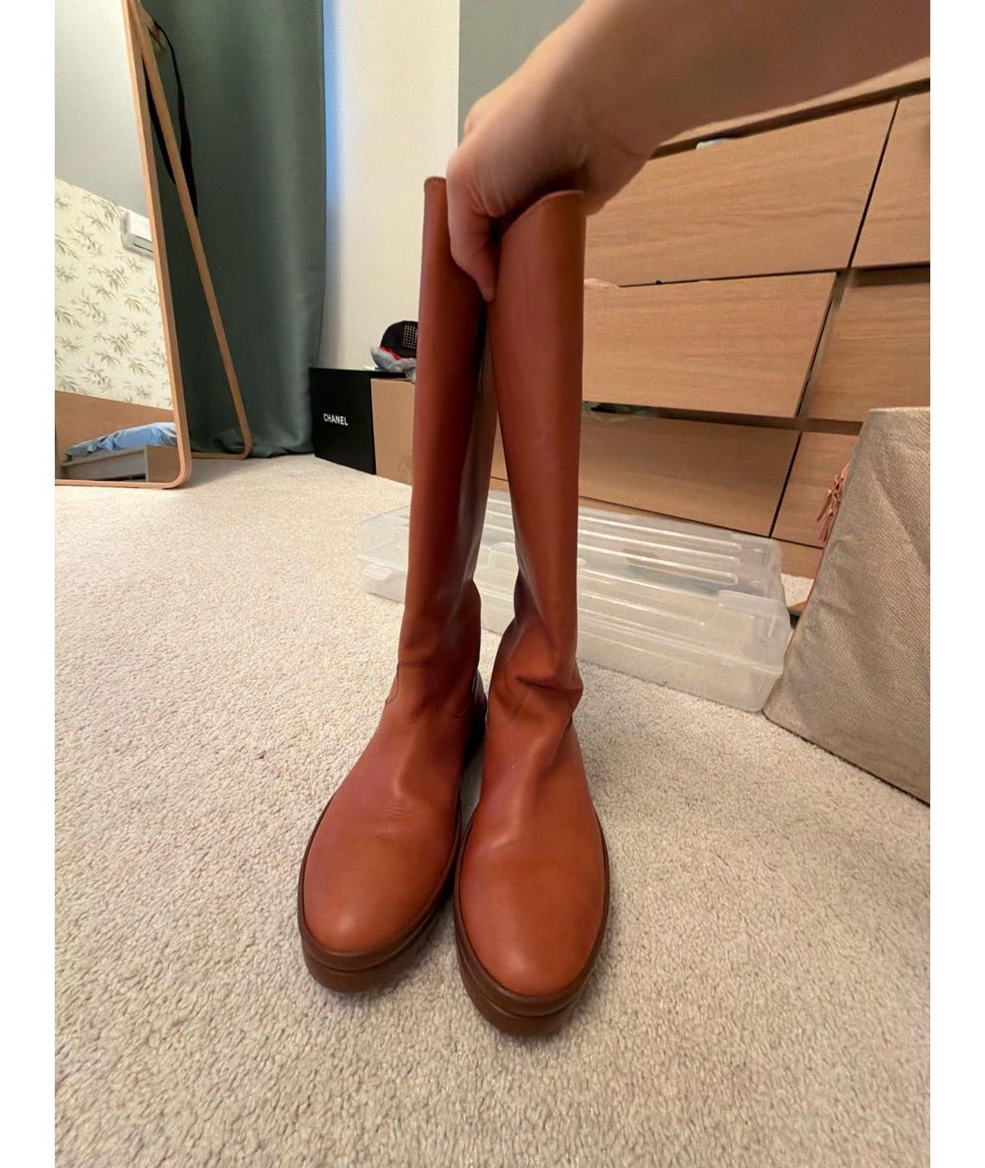 THE ROW Оранжевое кожаные сапоги, фото 2