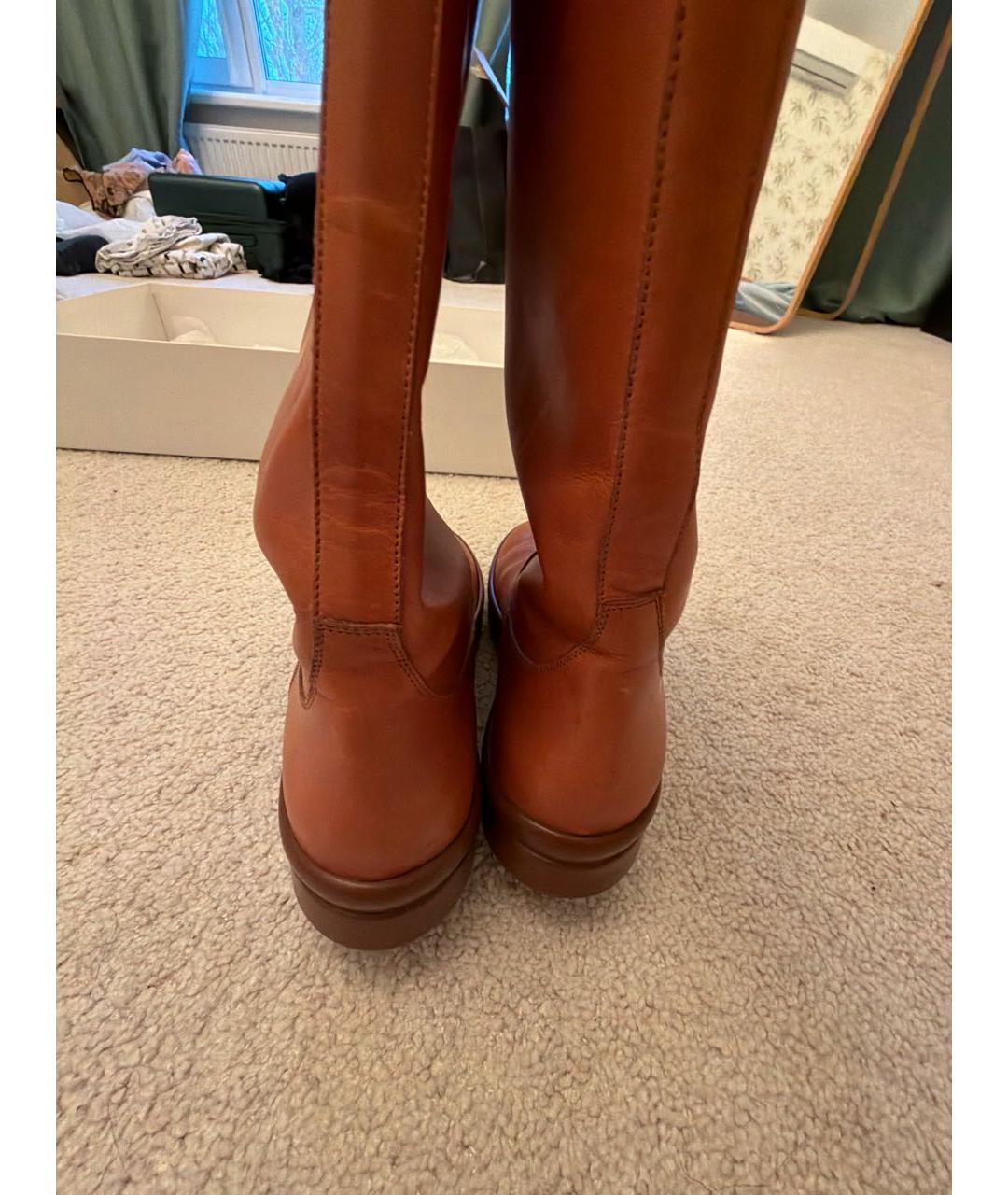 THE ROW Оранжевое кожаные сапоги, фото 4