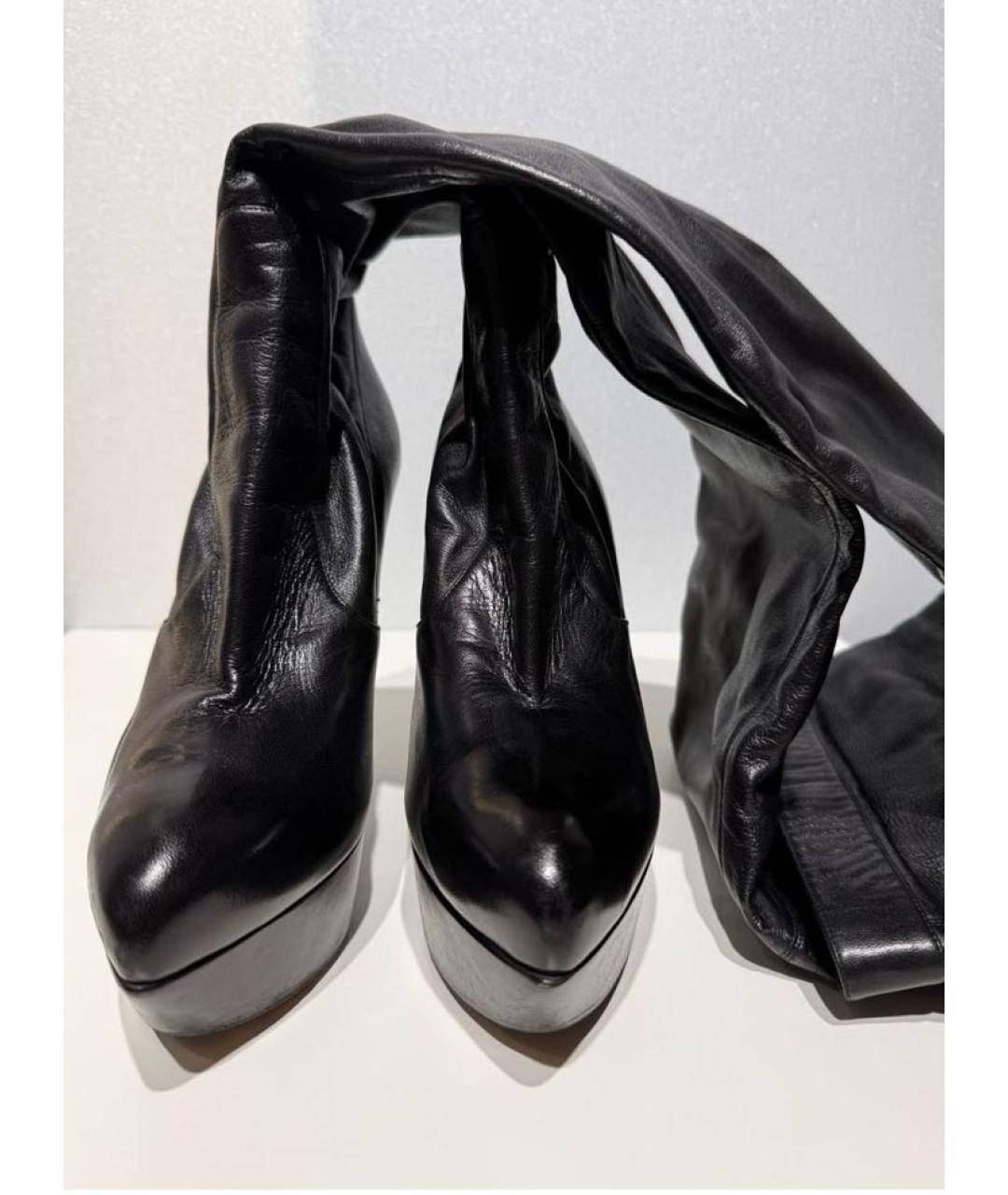 SAINT LAURENT Черные кожаные ботфорты, фото 2