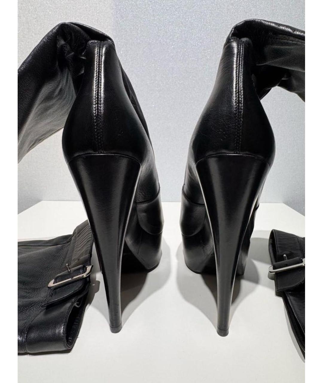 SAINT LAURENT Черные кожаные ботфорты, фото 4