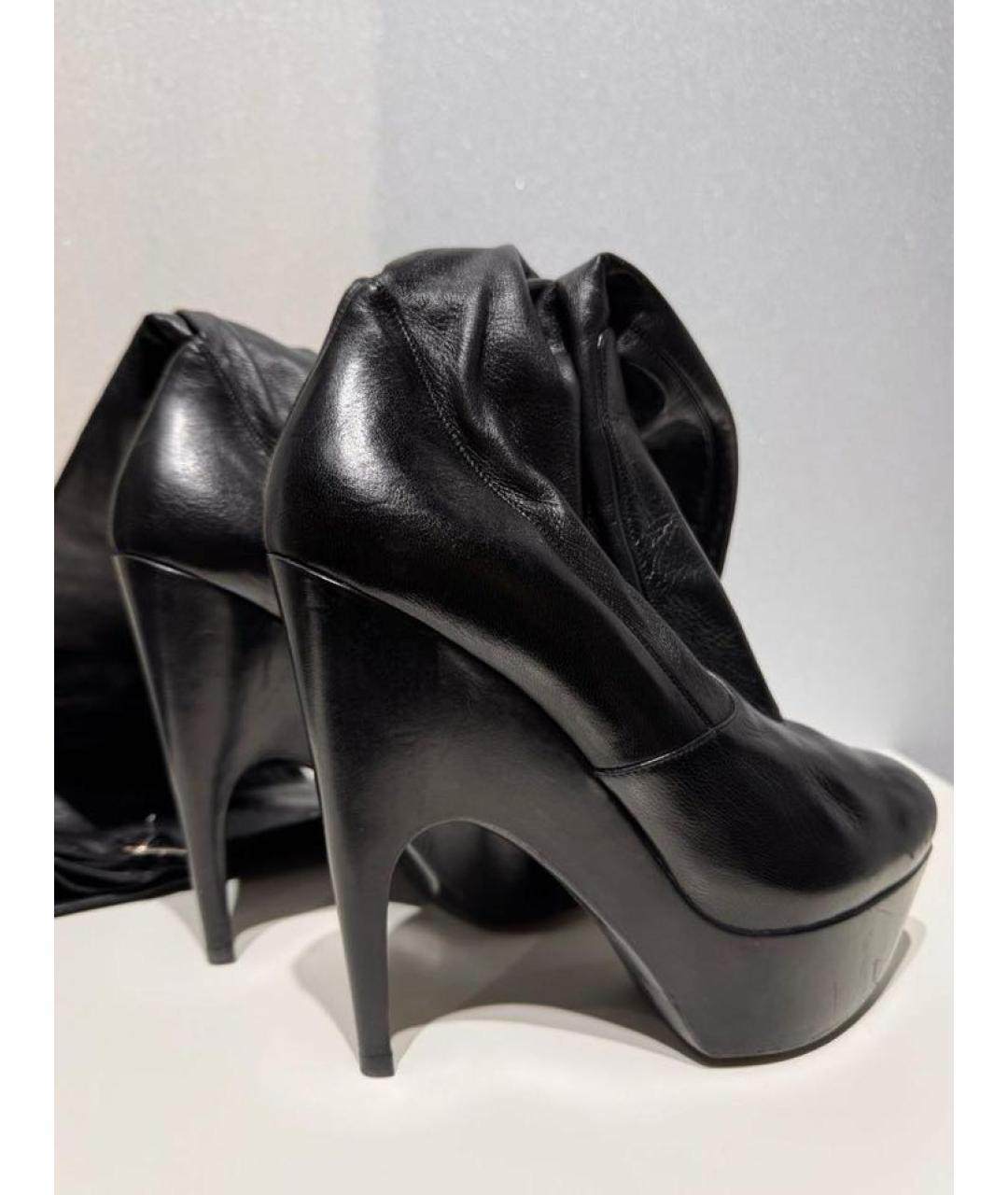 SAINT LAURENT Черные кожаные ботфорты, фото 3