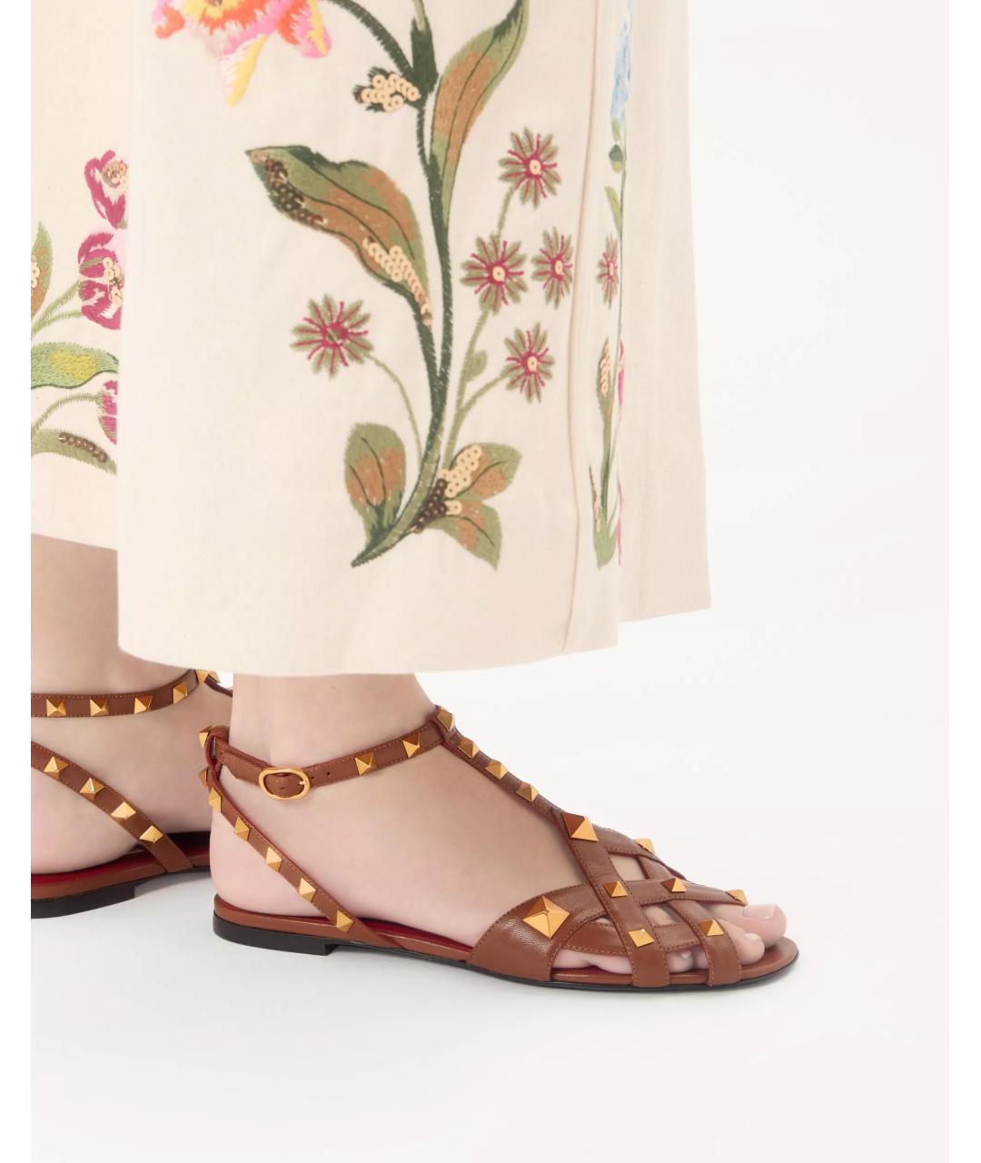 VALENTINO Коричневые кожаные босоножки, фото 2