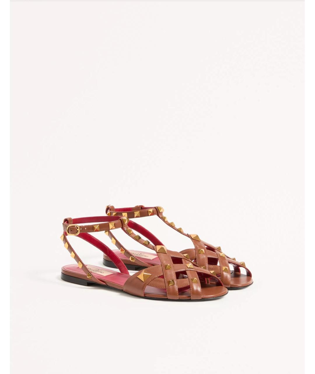 VALENTINO Коричневые кожаные босоножки, фото 3