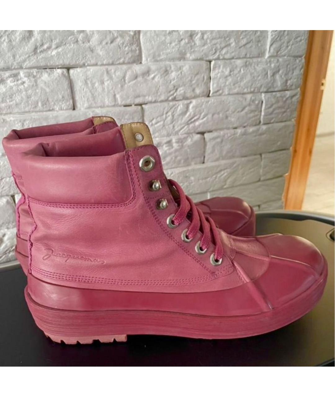 JACQUEMUS Розовые кожаные ботинки, фото 3