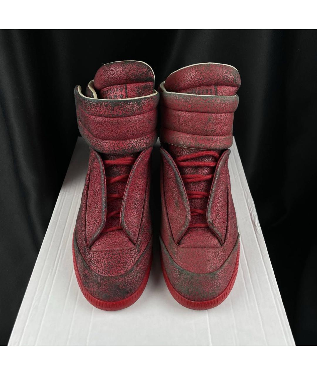 MAISON MARGIELA Бордовые высокие кроссовки / кеды, фото 3