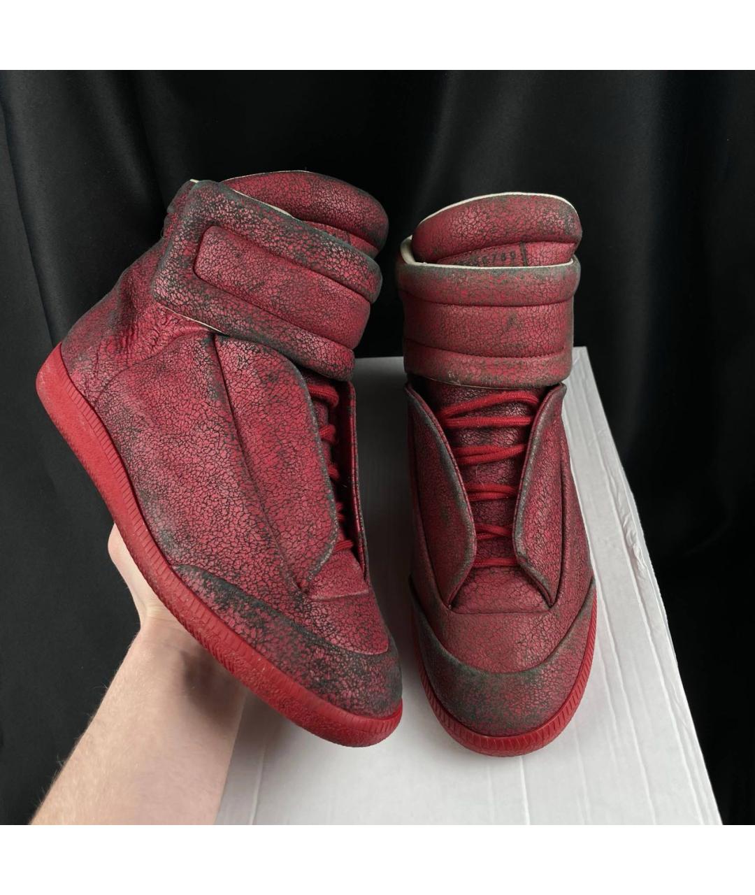 MAISON MARGIELA Бордовые высокие кроссовки / кеды, фото 2