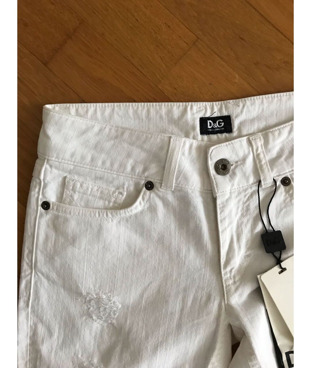 DOLCE&GABBANA Белые хлопко-эластановые джинсы клеш, фото 3