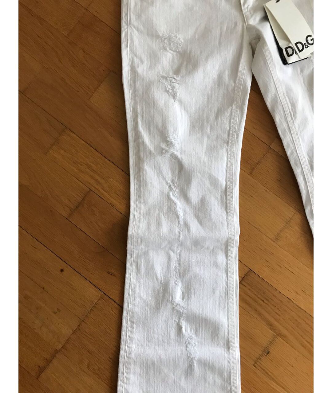 DOLCE&GABBANA Белые хлопко-эластановые джинсы клеш, фото 2