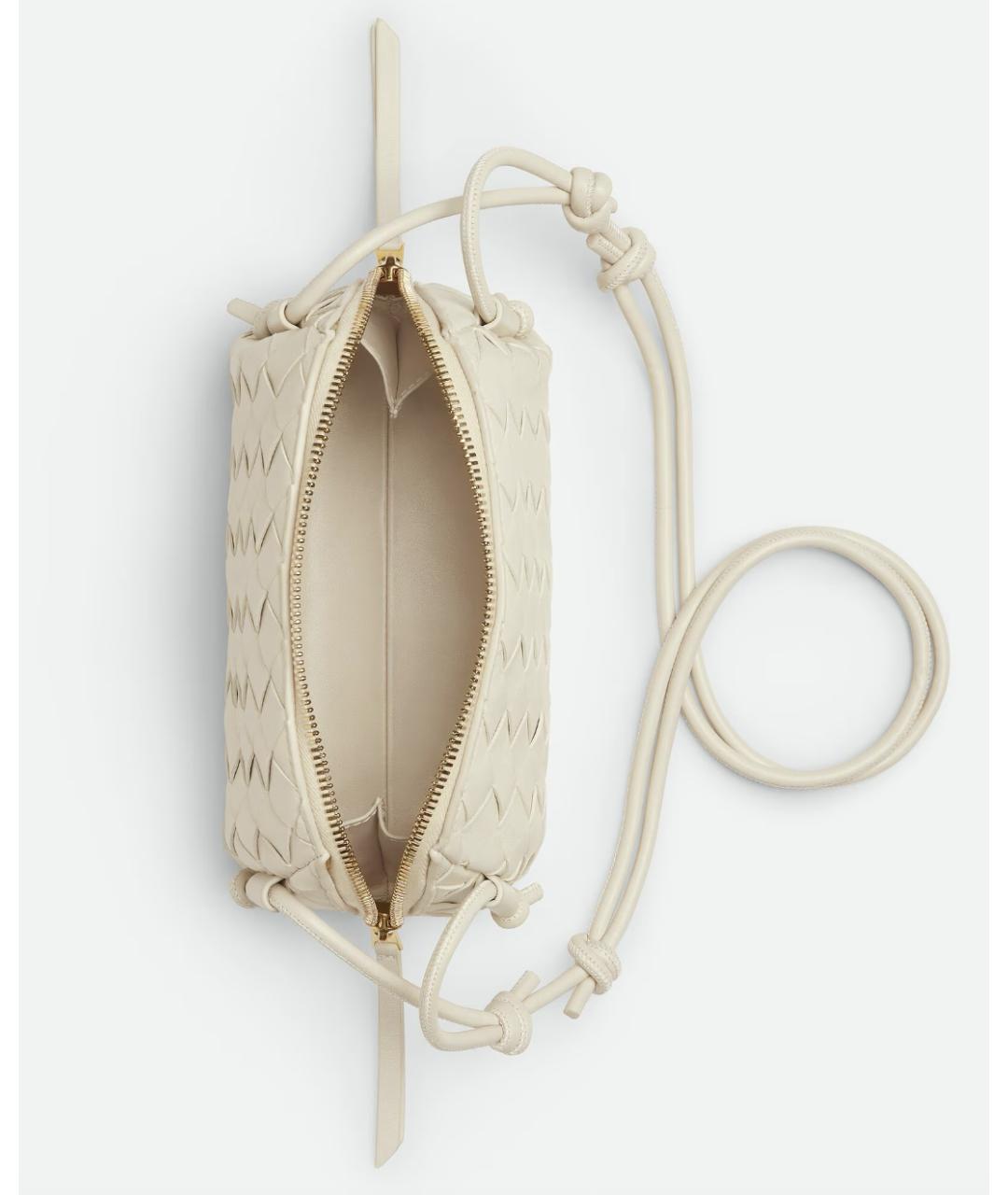 BOTTEGA VENETA Белая кожаная сумка через плечо, фото 3