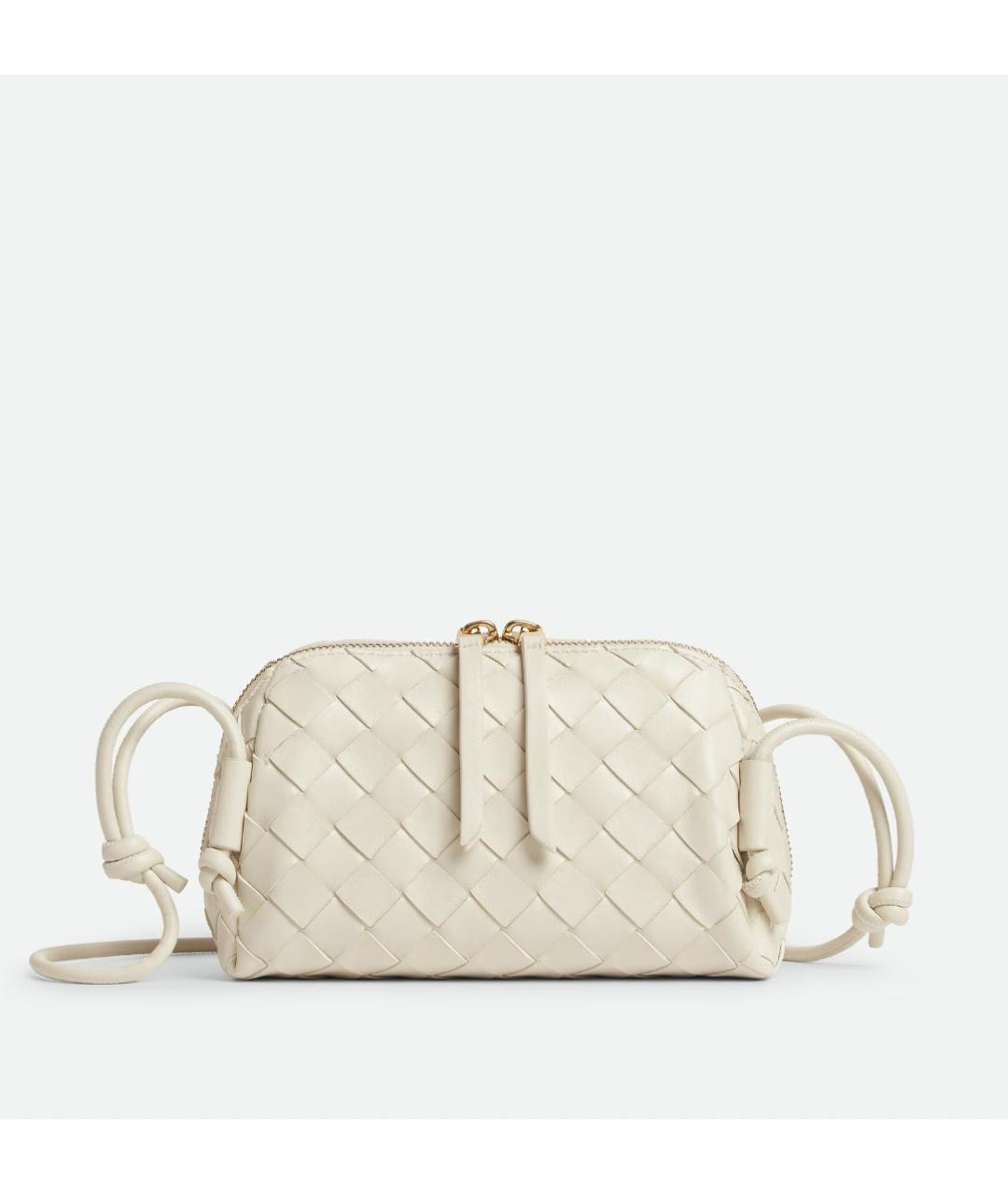 BOTTEGA VENETA Белая кожаная сумка через плечо, фото 6