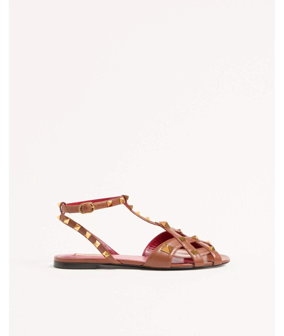 VALENTINO Коричневые кожаные босоножки, фото 7