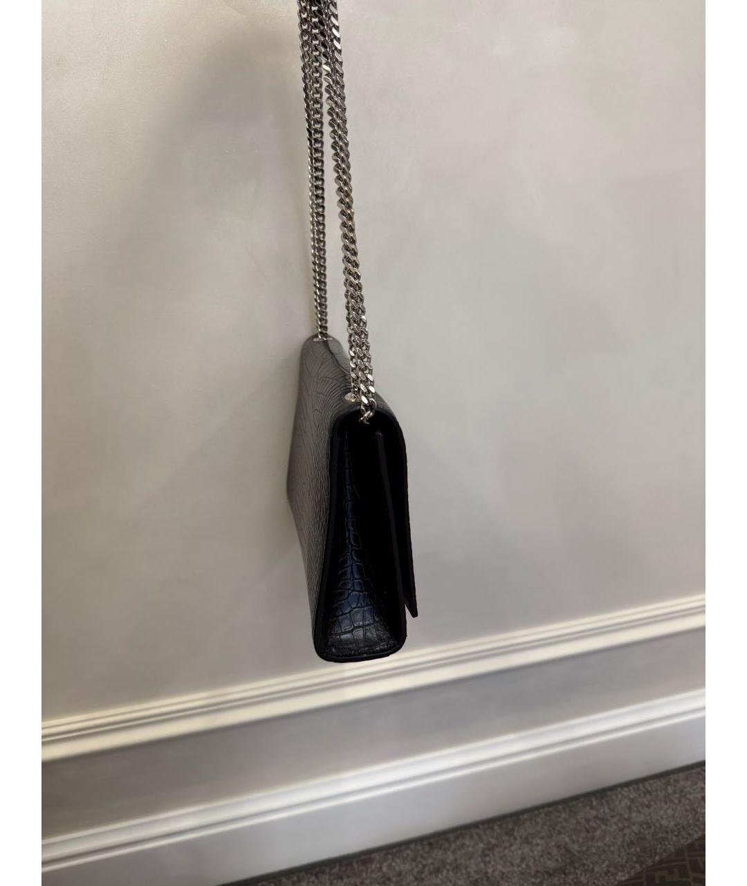 SAINT LAURENT Черная кожаная сумка через плечо, фото 2