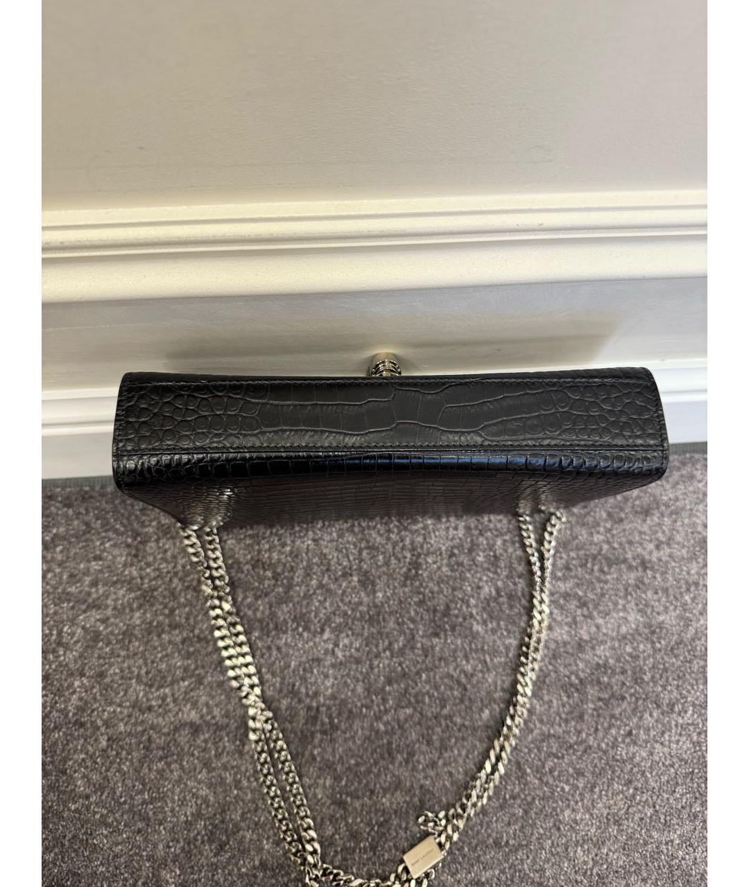 SAINT LAURENT Черная кожаная сумка через плечо, фото 3