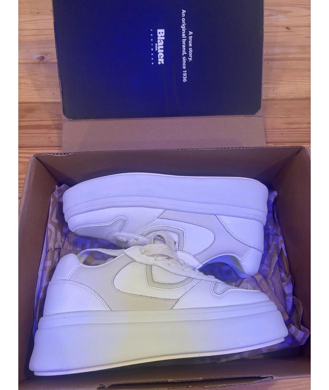 BLAUER Белые кожаные кроссовки, фото 2