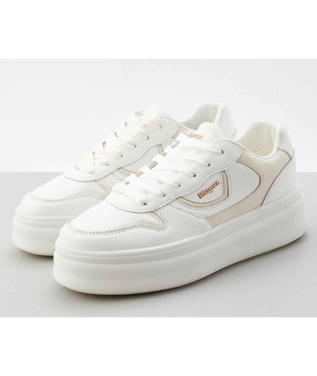 BLAUER Белые кожаные кроссовки, фото 3
