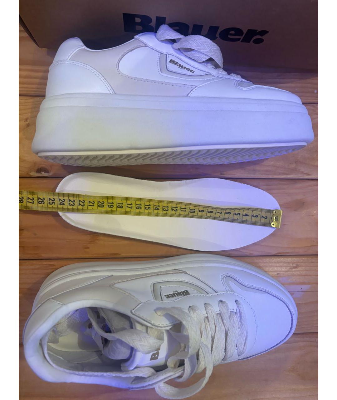 BLAUER Белые кожаные кроссовки, фото 5