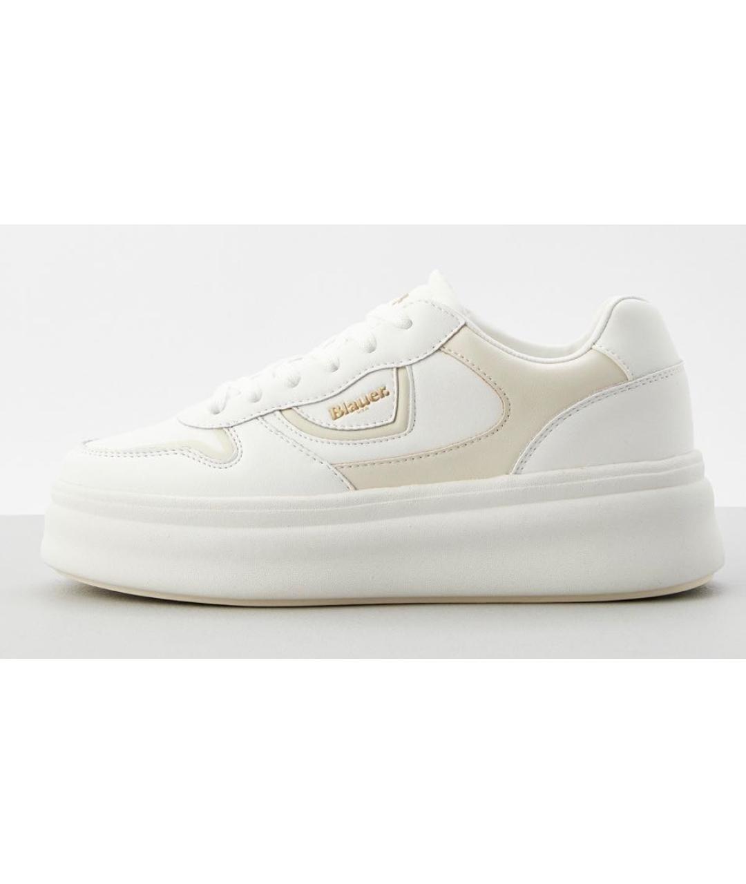 BLAUER Белые кожаные кроссовки, фото 9