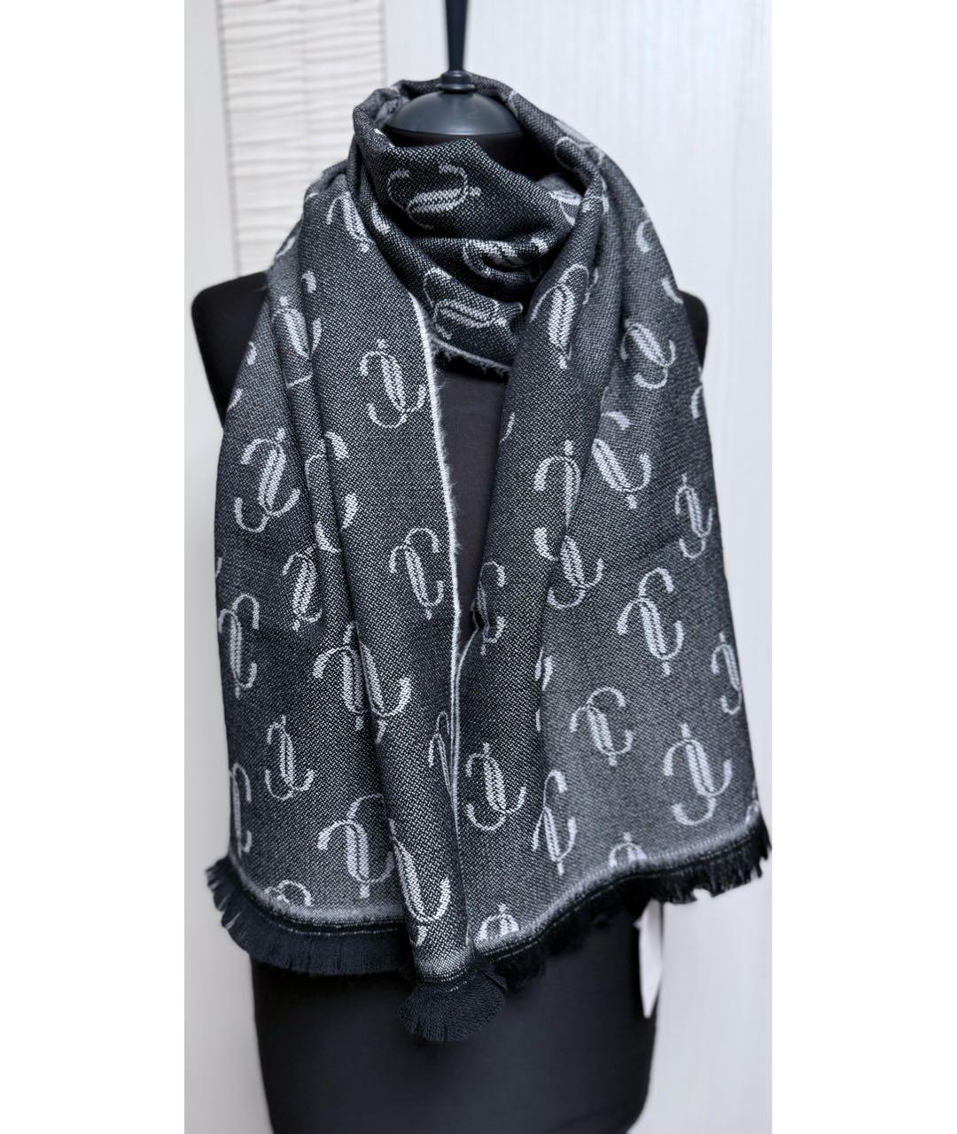 JIMMY CHOO Серый шерстяной шарф, фото 3