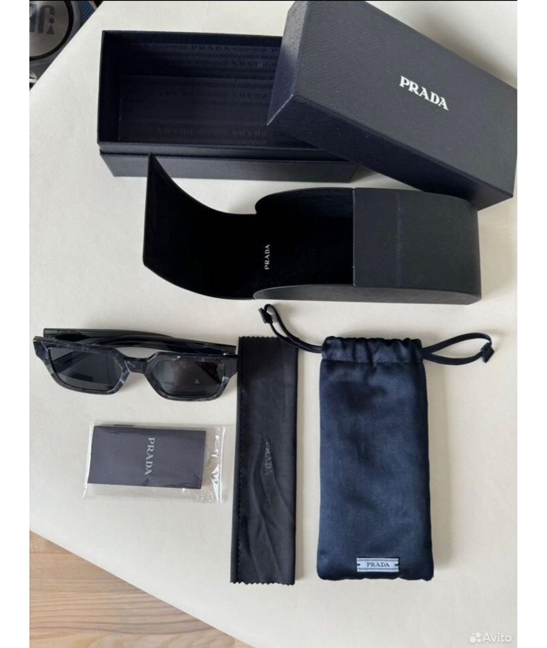 PRADA Темно-синие пластиковые солнцезащитные очки, фото 3