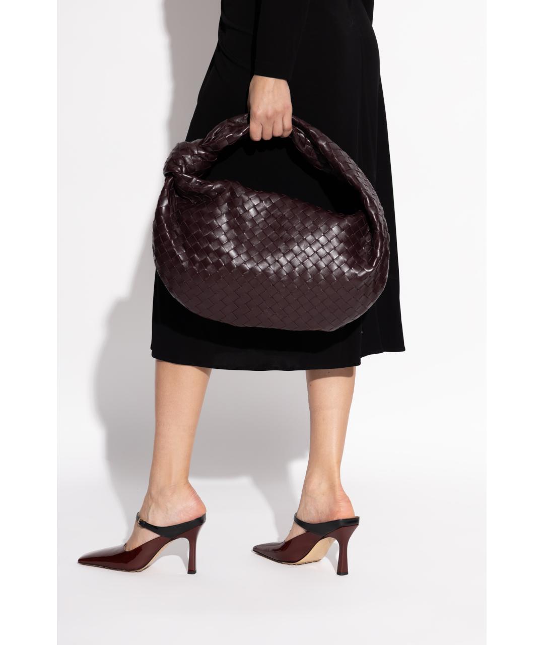 BOTTEGA VENETA Бордовая кожаная сумка с короткими ручками, фото 2