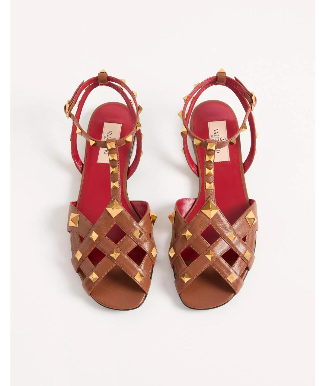 VALENTINO Коричневые кожаные босоножки, фото 4