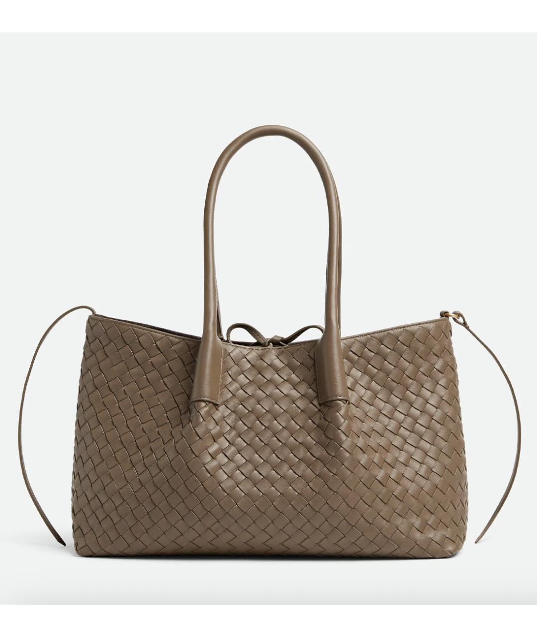 BOTTEGA VENETA Хаки кожаная сумка тоут, фото 6