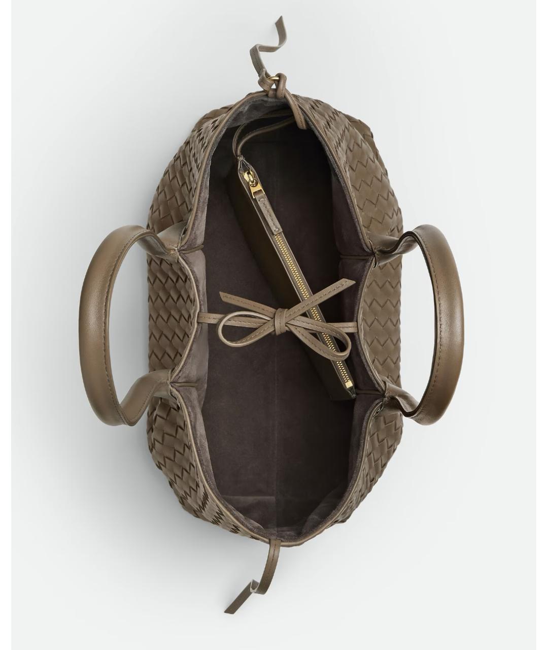 BOTTEGA VENETA Хаки кожаная сумка тоут, фото 2