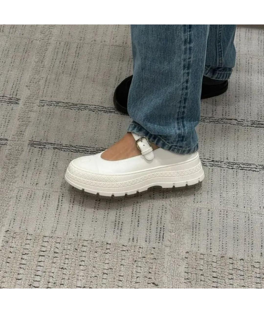 CHANEL Белые текстильные балетки, фото 6