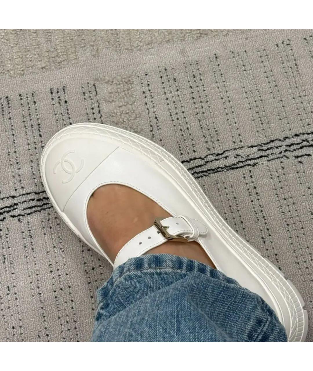 CHANEL Белые текстильные балетки, фото 5