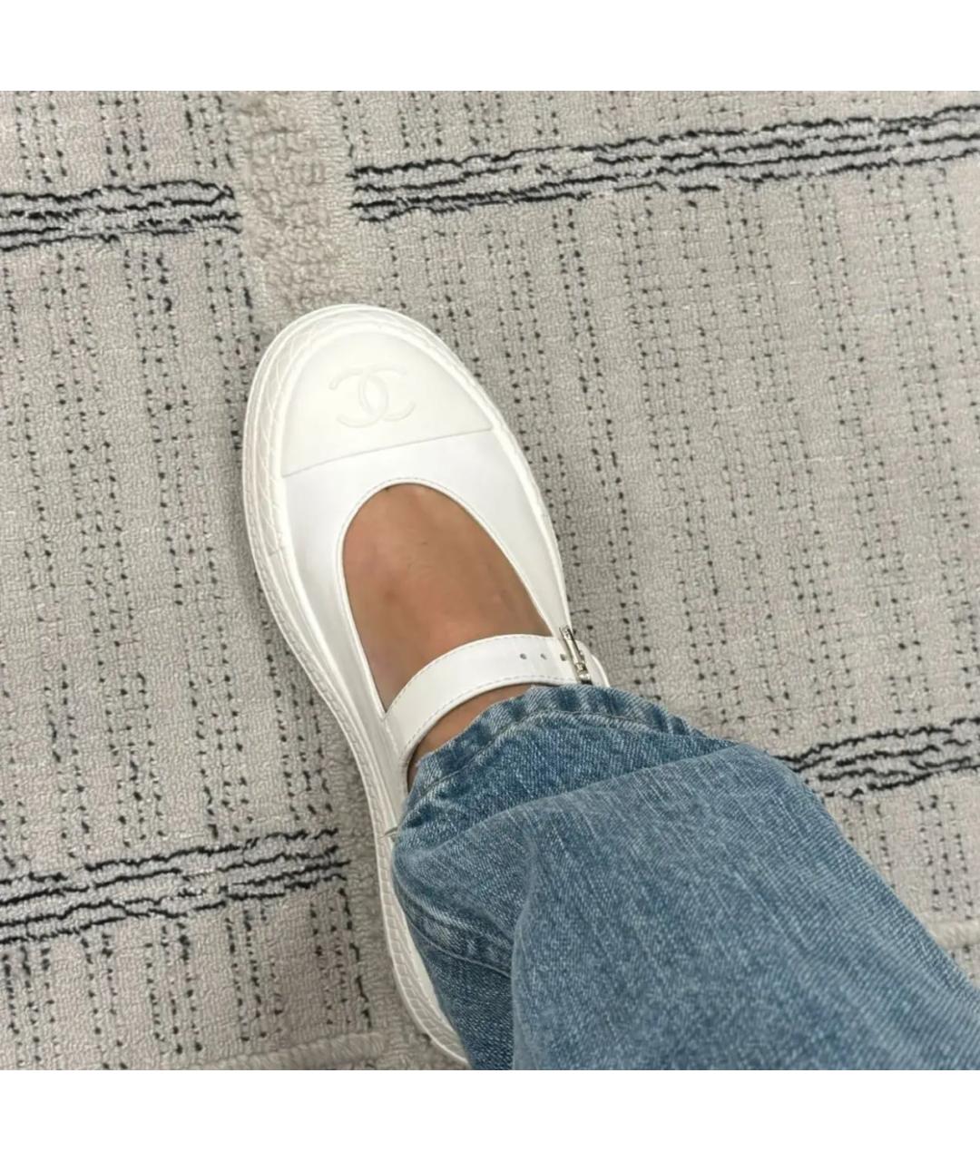 CHANEL Белые текстильные балетки, фото 4