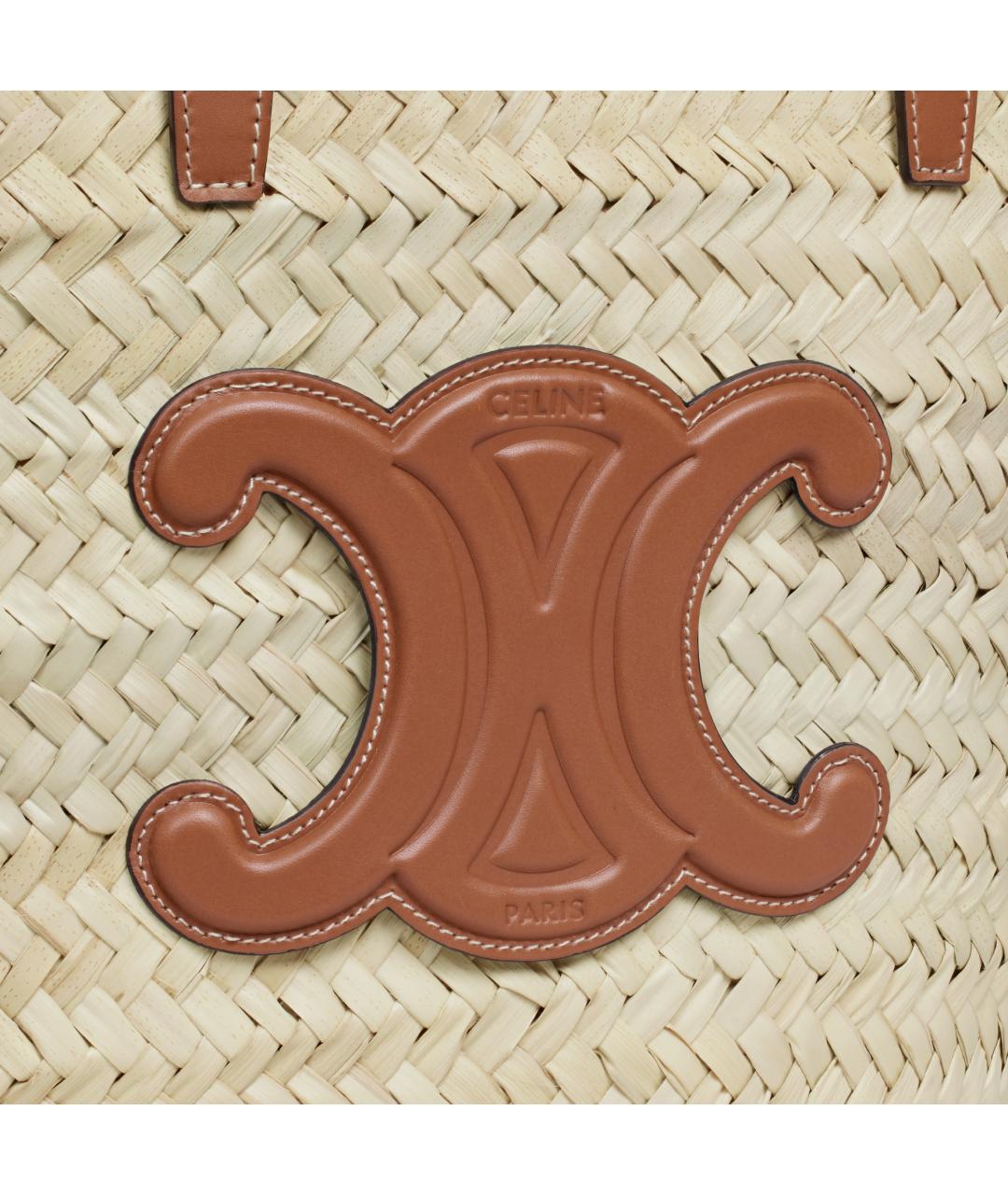 CELINE Бежевая пелетеная сумка тоут, фото 6