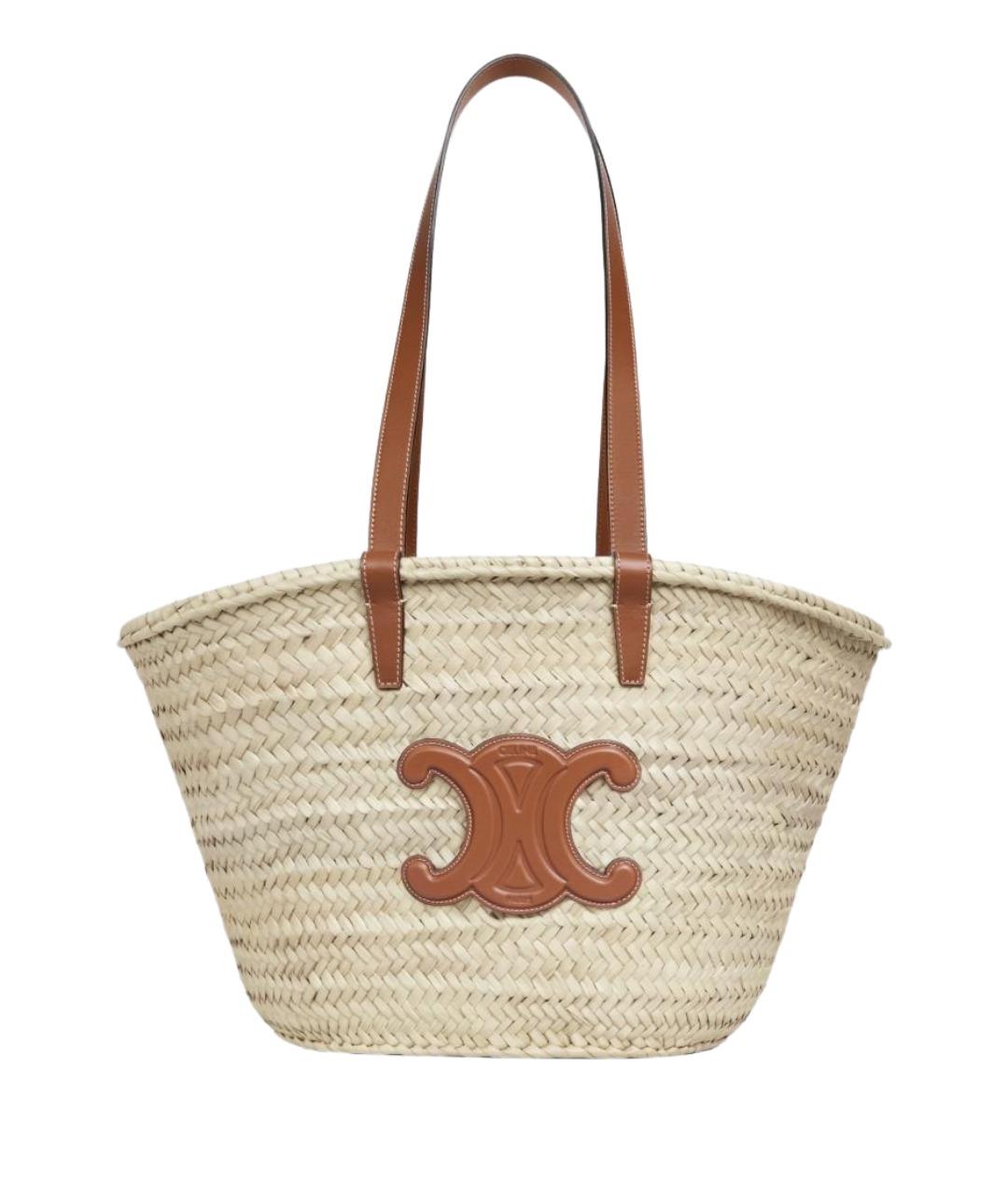 CELINE Бежевая пелетеная сумка тоут, фото 1