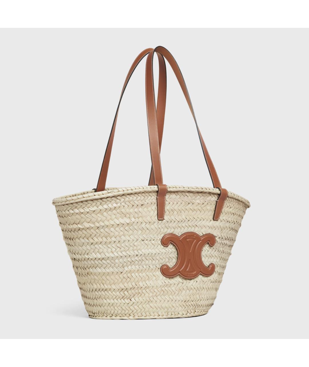 CELINE Бежевая пелетеная сумка тоут, фото 3